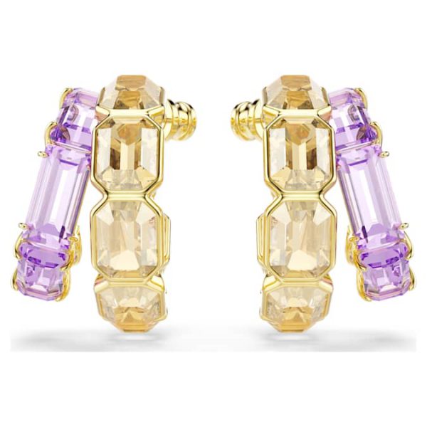 Millenia hoop earrings Mixed cuts, Multicolored, Gold-tone plated - Image 3