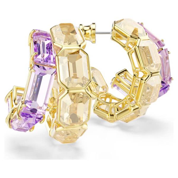 Millenia hoop earrings Mixed cuts, Multicolored, Gold-tone plated - Image 4