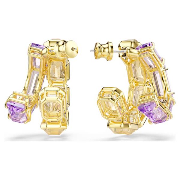 Millenia hoop earrings Mixed cuts, Multicolored, Gold-tone plated - Image 5