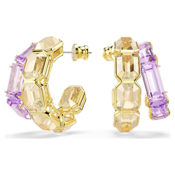 Millenia hoop earrings Mixed cuts, Multicolored, Gold-tone plated - Image 9