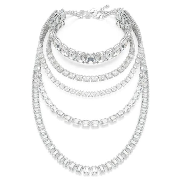 Millenia layered necklace Mixed cuts, White, Rhodium plated - Image 2