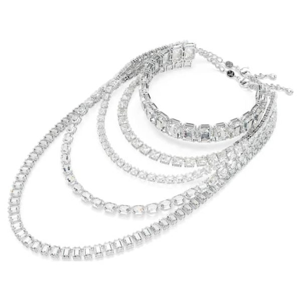 Millenia layered necklace Mixed cuts, White, Rhodium plated - Image 3