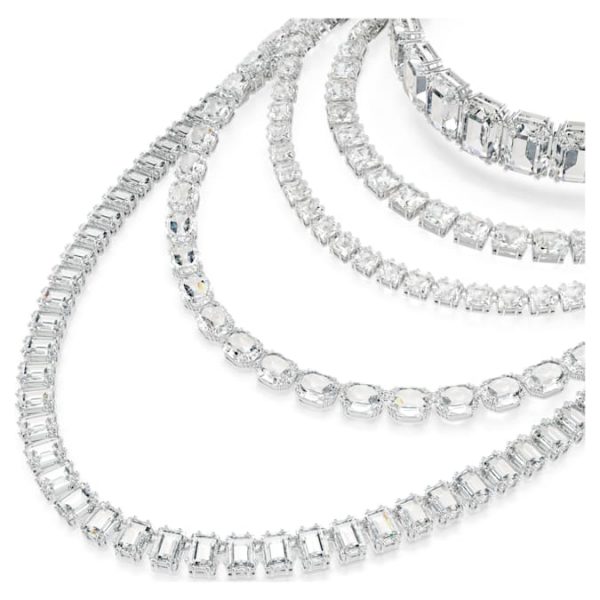 Millenia layered necklace Mixed cuts, White, Rhodium plated - Image 5