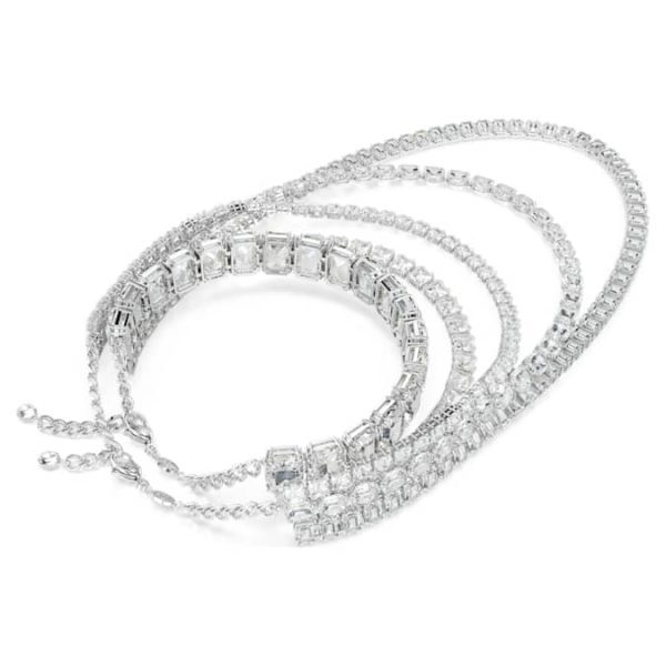 Millenia layered necklace Mixed cuts, White, Rhodium plated - Image 6