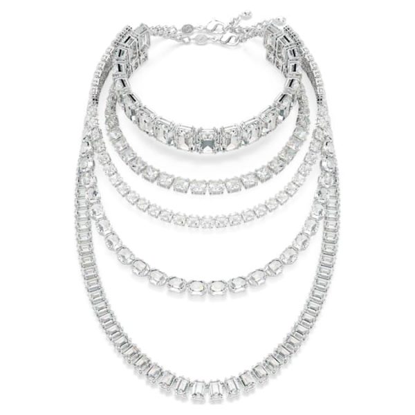Millenia layered necklace Mixed cuts, White, Rhodium plated - Image 7