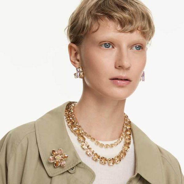 Millenia necklace Octagon cut, Caramel, Gold-tone plated - Image 8
