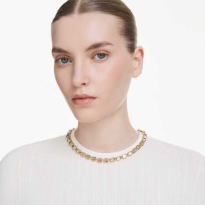 Millenia necklace Octagon cut, Yellow, Gold-tone plated