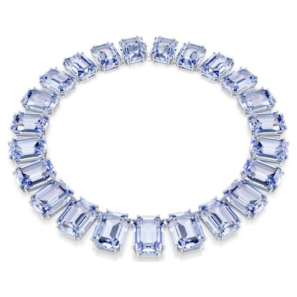 Millenia necklace Oversized crystals, Octagon cut, Blue, Rhodium plated - Image 2