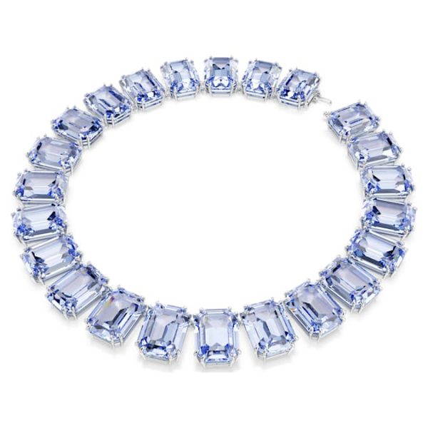 Millenia necklace Oversized crystals, Octagon cut, Blue, Rhodium plated - Image 3
