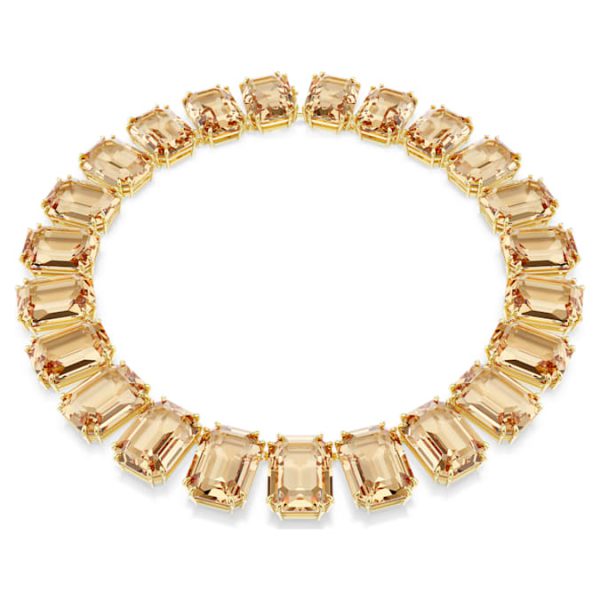 Millenia necklace Oversized crystals, Octagon cut, Caramel, Gold-tone plated - Image 2