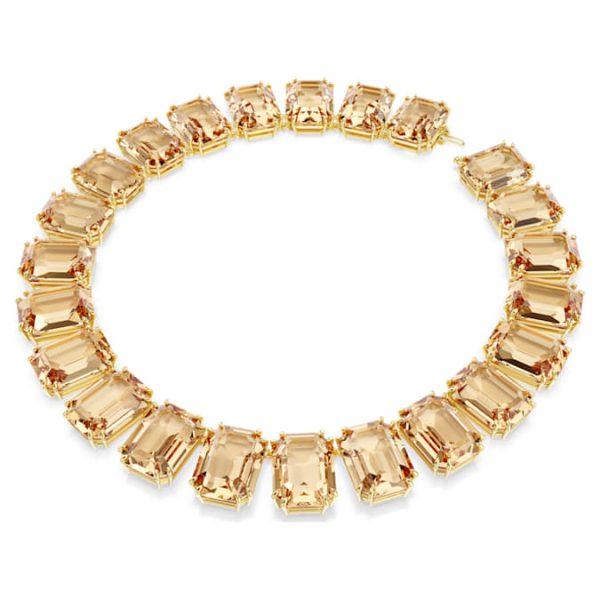 Millenia necklace Oversized crystals, Octagon cut, Caramel, Gold-tone plated - Image 3