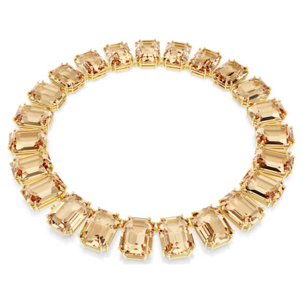 Millenia necklace Oversized crystals, Octagon cut, Caramel, Gold-tone plated - Image 6