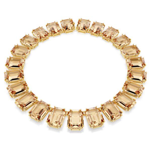 Millenia necklace Oversized crystals, Octagon cut, Caramel, Gold-tone plated - Image 8
