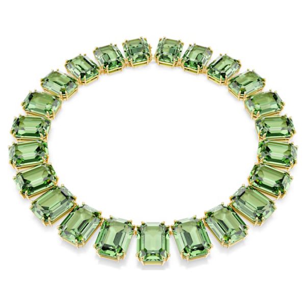 Millenia necklace Oversized crystals, Octagon cut, Green, Gold-tone plated - Image 2