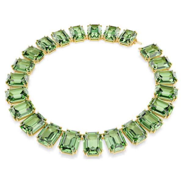 Millenia necklace Oversized crystals, Octagon cut, Green, Gold-tone plated - Image 3
