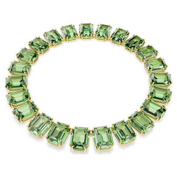 Millenia necklace Oversized crystals, Octagon cut, Green, Gold-tone plated - Image 6