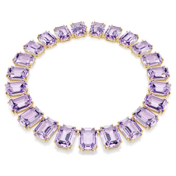 Millenia necklace Oversized crystals, Octagon cut, Purple, Gold-tone plated - Image 2