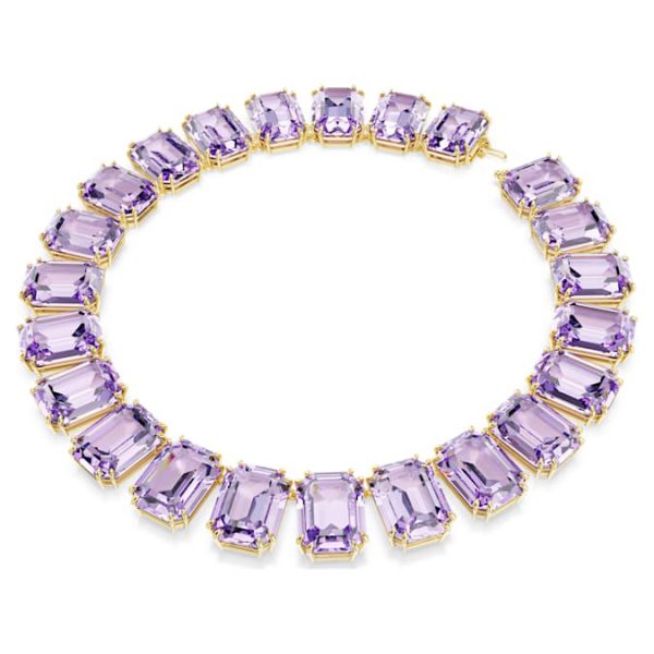Millenia necklace Oversized crystals, Octagon cut, Purple, Gold-tone plated - Image 3