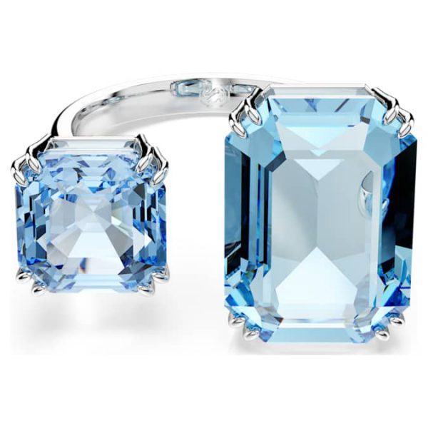 Millenia open ring Octagon cut, Blue, Rhodium plated - Image 2