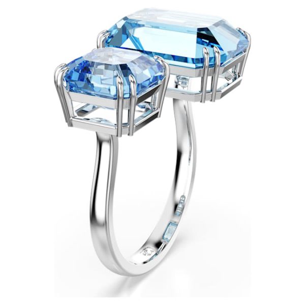 Millenia open ring Octagon cut, Blue, Rhodium plated - Image 3
