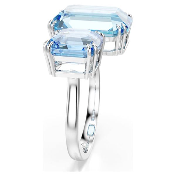 Millenia open ring Octagon cut, Blue, Rhodium plated - Image 4