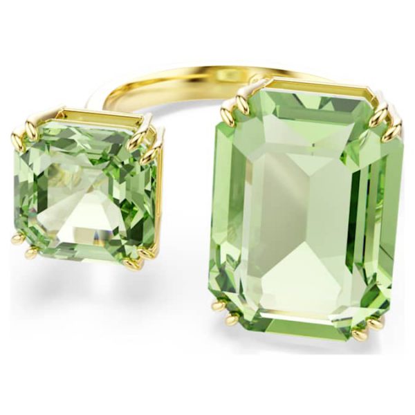 Millenia open ring Octagon cut, Green, Gold-tone plated - Image 6