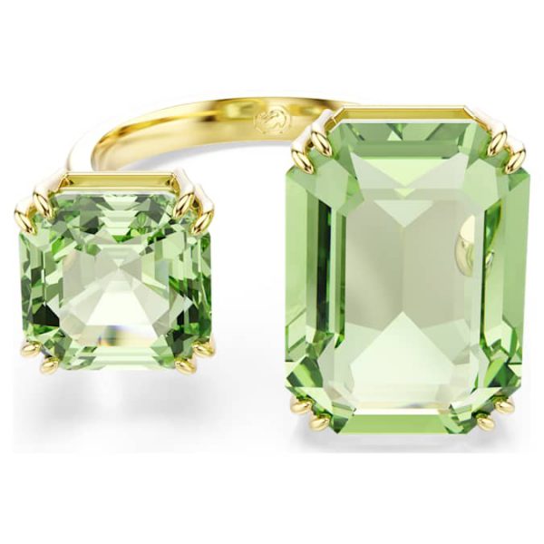 Millenia open ring Octagon cut, Green, Gold-tone plated - Image 2