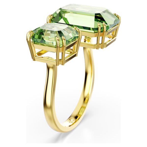 Millenia open ring Octagon cut, Green, Gold-tone plated - Image 3
