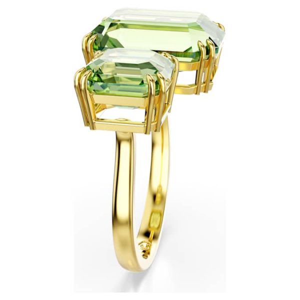 Millenia open ring Octagon cut, Green, Gold-tone plated - Image 4