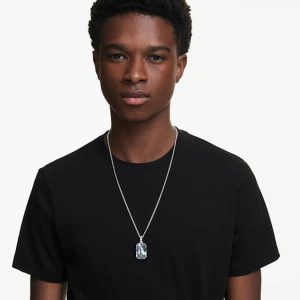 Millenia pendant Octagon cut, White, Rhodium plated