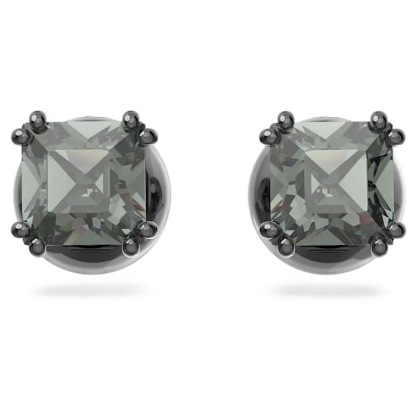 Millenia stud earrings Square cut, Black, Ruthenium plated - Image 2