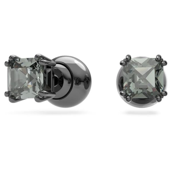 Millenia stud earrings Square cut, Black, Ruthenium plated - Image 3