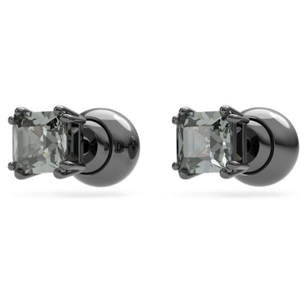 Millenia stud earrings Square cut, Black, Ruthenium plated - Image 4