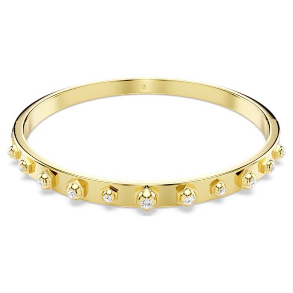 Numina bangle Mixed round cuts, White, Gold-tone plated - Image 2