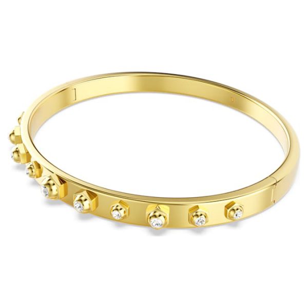 Numina bangle Mixed round cuts, White, Gold-tone plated - Image 3