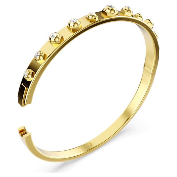 Numina bangle Mixed round cuts, White, Gold-tone plated - Image 4