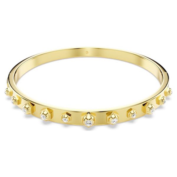 Numina bangle Mixed round cuts, White, Gold-tone plated - Image 7