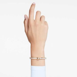 Numina bangle Round cut, White, Gold-tone plated