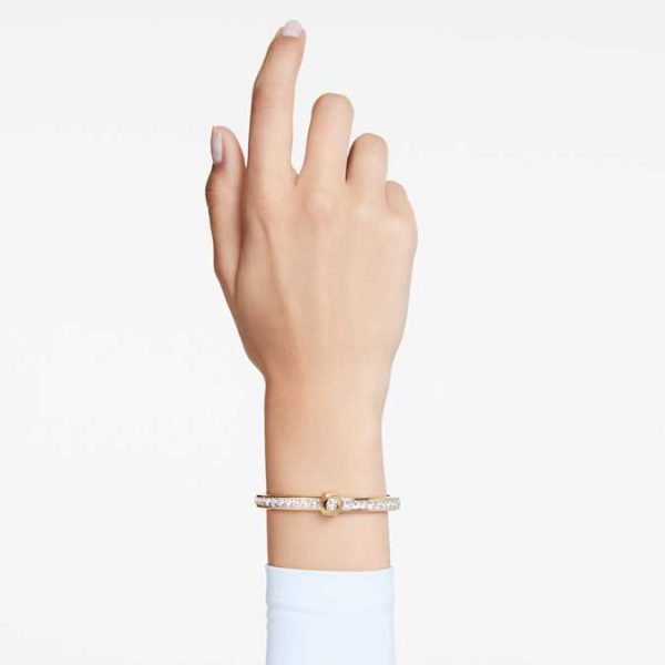 Numina bangle Round cut, White, Gold-tone plated