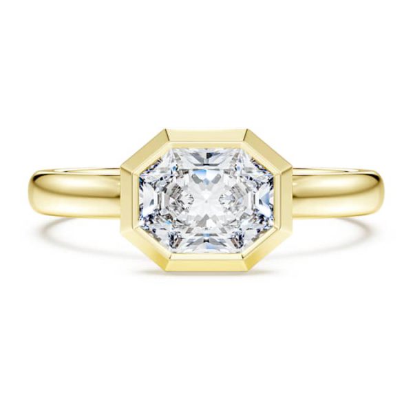 Octagon bezel ring Lab-grown diamonds 1.0 ct tw, Octagon shape, 14K yellow gold - Image 3