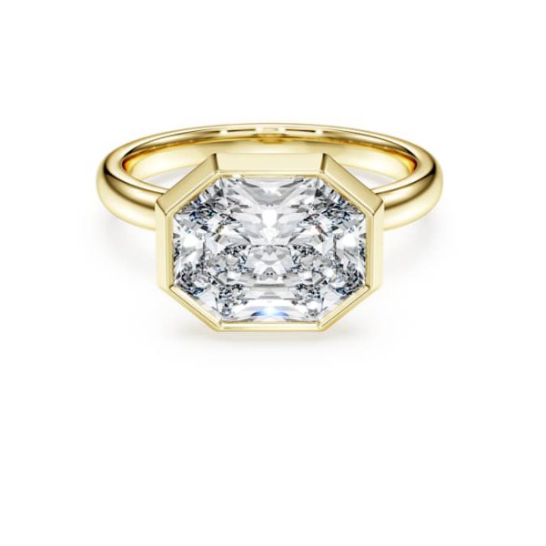 Octagon bezel ring Lab-grown diamonds 3.0 ct tw, Octagon shape, 14K yellow gold - Image 2