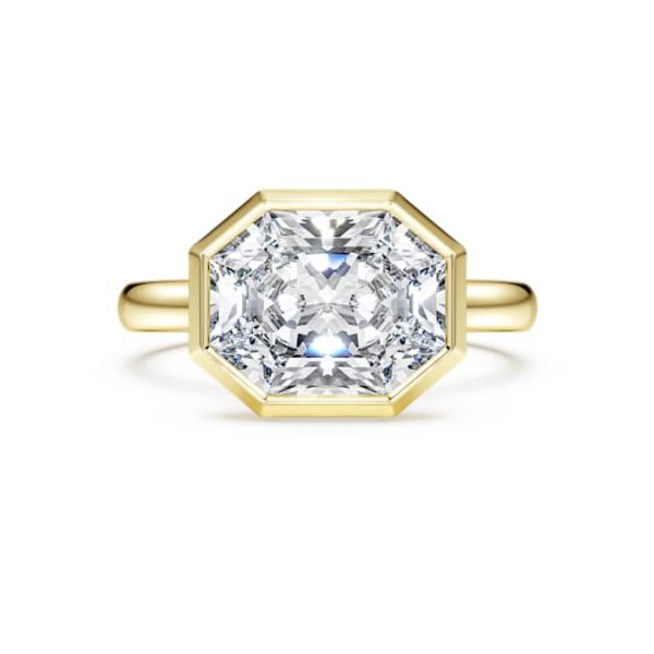 Octagon bezel ring Lab-grown diamonds 3.0 ct tw, Octagon shape, 14K yellow gold - Image 3