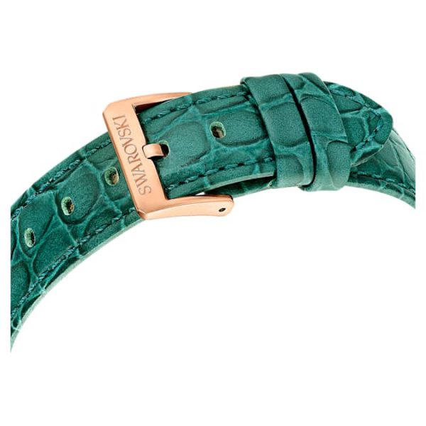 Octea chrono watch Swiss Made, Leather strap, Green, Rose gold-tone finish - Image 8