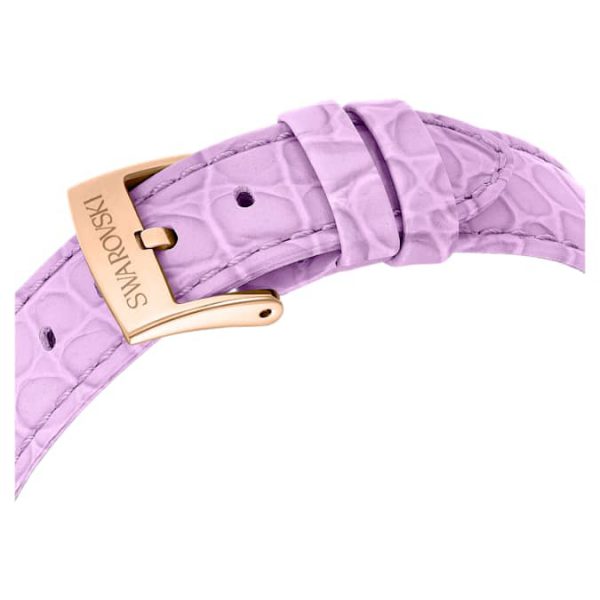 Octea chrono watch Swiss Made, Leather strap, Purple, Rose gold-tone finish - Image 7