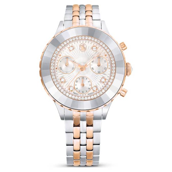 Octea chrono watch Swiss Made, Metal bracelet, Rose gold tone, Mixed metal finish - Image 2