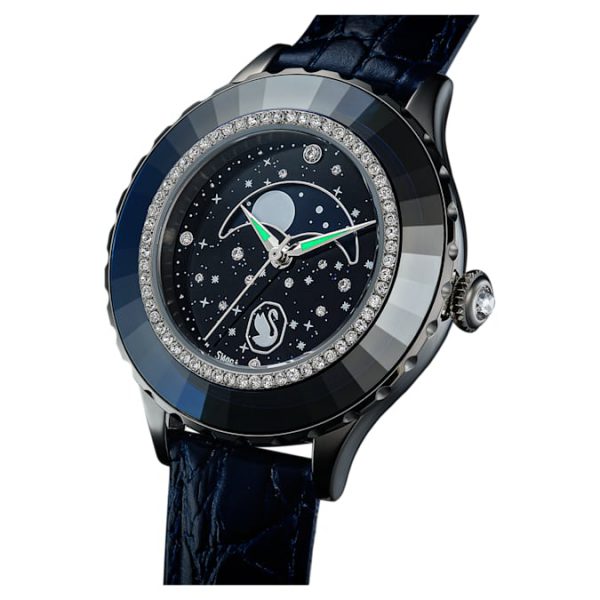 Octea moon watch Swiss Made, Moon, Leather strap, Blue, Stainless steel - Image 3