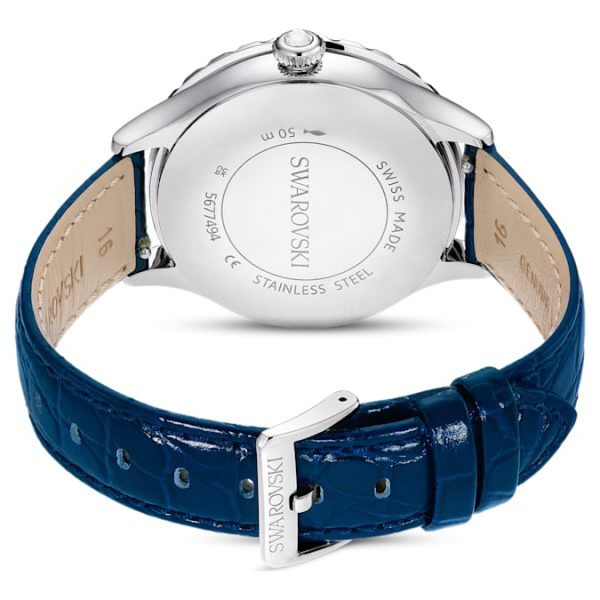 Octea moon watch Swiss Made, Moon, Leather strap, Blue, Stainless steel - Image 4