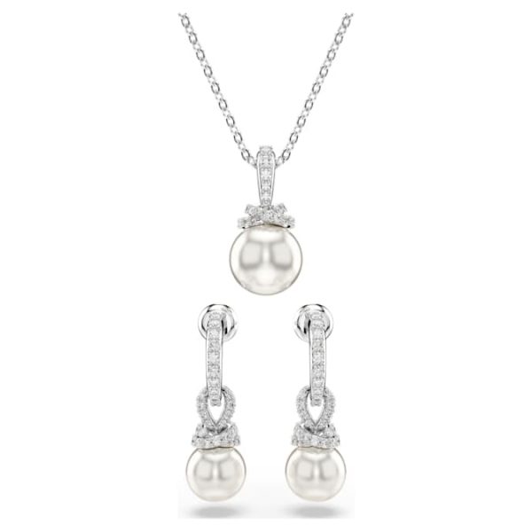 Originally set Pavé, Crystal pearl, White, Rhodium plated - Image 8