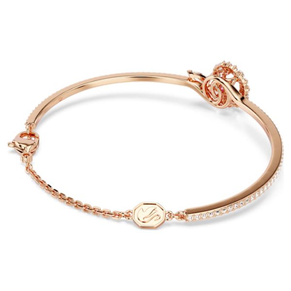 Snake bangle Mixed cuts, Year of the Snake, Red, Rose gold-tone plated - Image 4