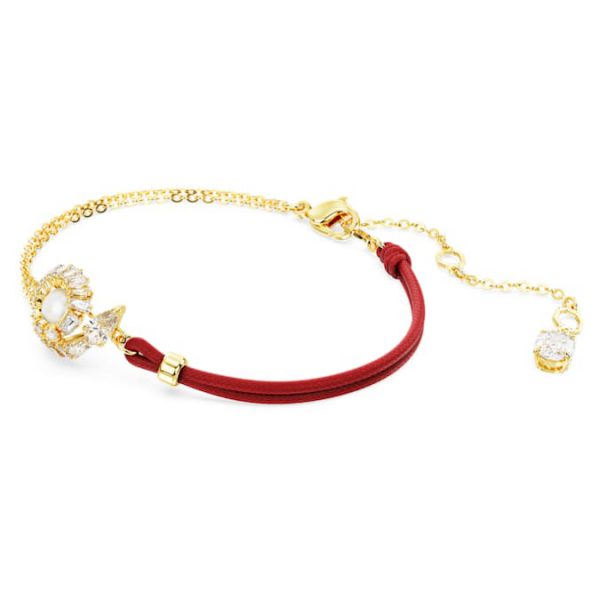Snake bracelet Crystal pearl, Mixed cuts, Year of the Snake, Red, Gold-tone plated - Image 2